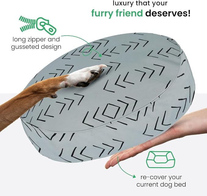 Molly Mutt Medium to Large Dog Bed Cover - Reflections Print - Measures 36” x 5’’ - 100% Cotton - Durable - Breathable - Sustainable - Machine Washable Dog Bed Cover