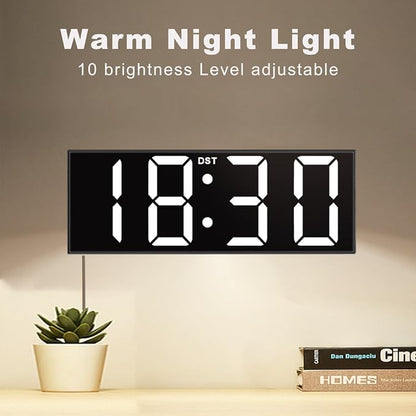 JALL Digital Wall Clock Large Display with Big LED Numbers, Remote Control, 8 RGB Colors, Auto DST, Night Light for Classroom Living Room Bedroom Birthday Gift for Senior, Men Women (Black)
