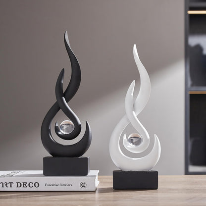 XYQXYQ Modern Abstract Art Table Decoration,Resin Flame Statue Modern Centerpiece Ornaments for Living Room Great Gift Idea Home Decor,Collectibles (Black)