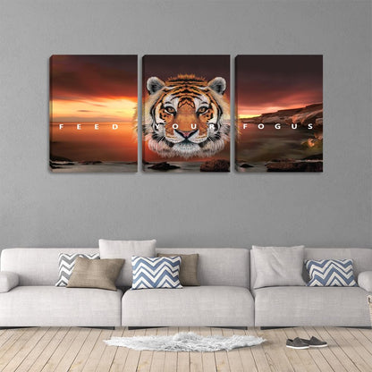 Motivational Wall Art Canvas Posters Prints 3 Pieces Yellow Tiger Wall Art Inspirational Entrepreneur Quote Office Wall Decor Canvas Art Motivation Painting Artwork Office Decoration(36''Wx 16''H)