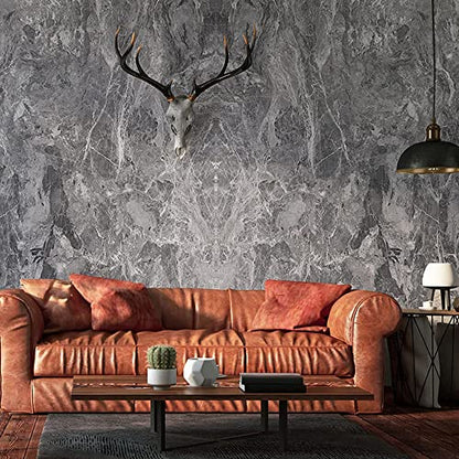 burgeliy 3D Grey Marble Vinyl Wrap Protector Auto Modification Wallpaper 15.8"x80" Classic Style, Waterproof, Heat-Resistant,Thickened Peel and Stick, Countertops, Cabinets, Self Adhesive Tint Film