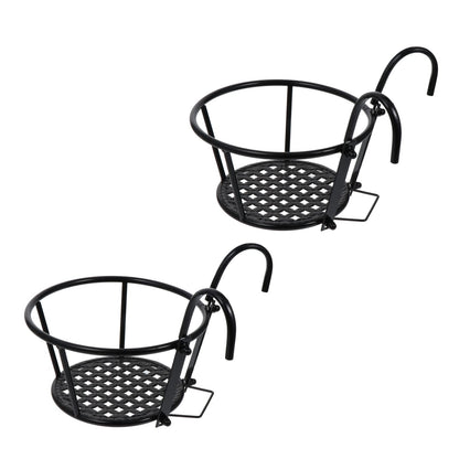 Healifty 2pcs Hanging Flower Pot Stand Iron Plant Rack for Balcony Railing Removable Storage Rack for Indoor Outdoor Potted Plants Sturdy Ventilated Flowerpot Holder Home Decor