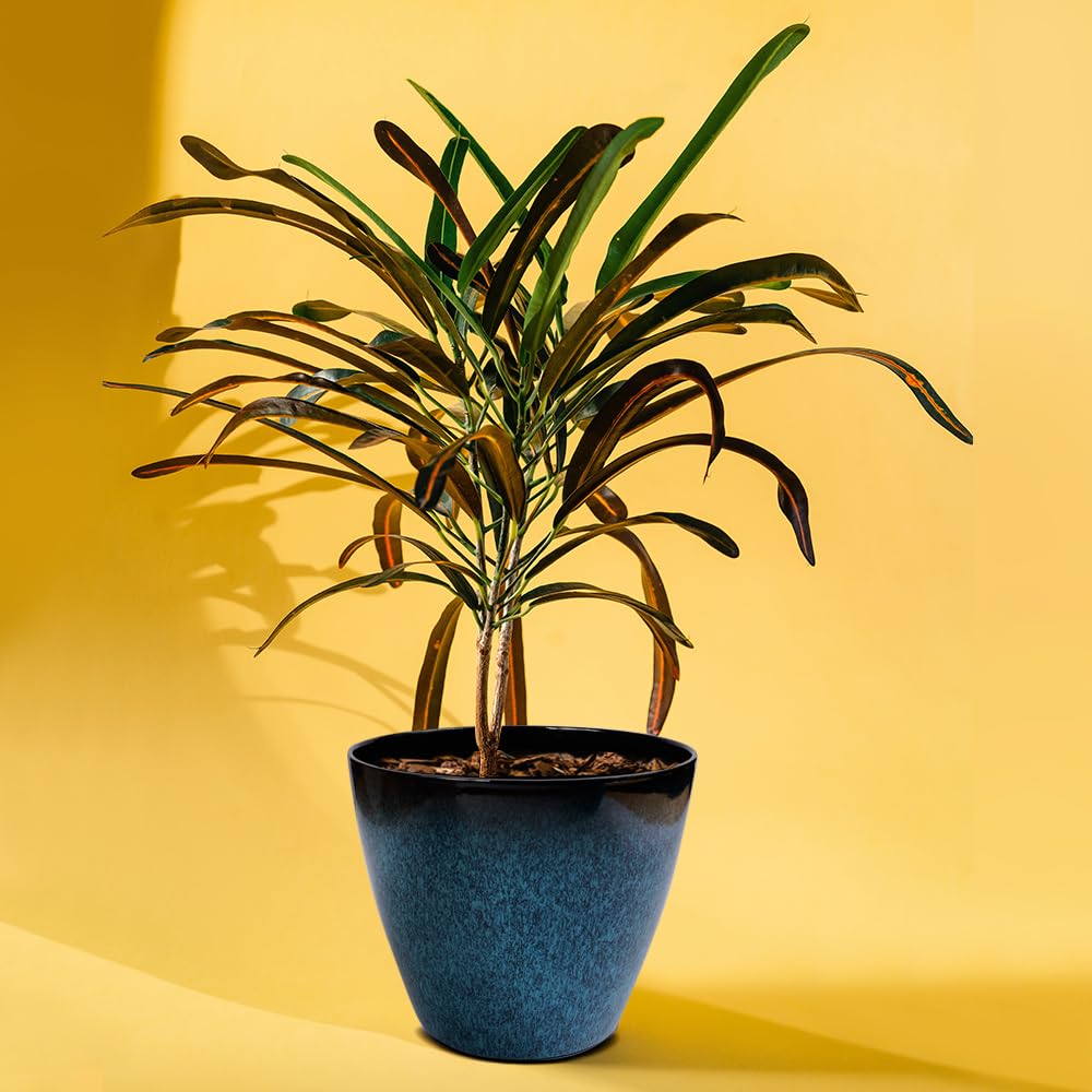 RICH ATLAS 2 Pack Plant Pots Durable Decorative Flower Pots,8 Inch Planter with Drainage Hole + 6 Inch Planter Set for Indoor and Outdoor Plants,Flowers,Succulents - Blue