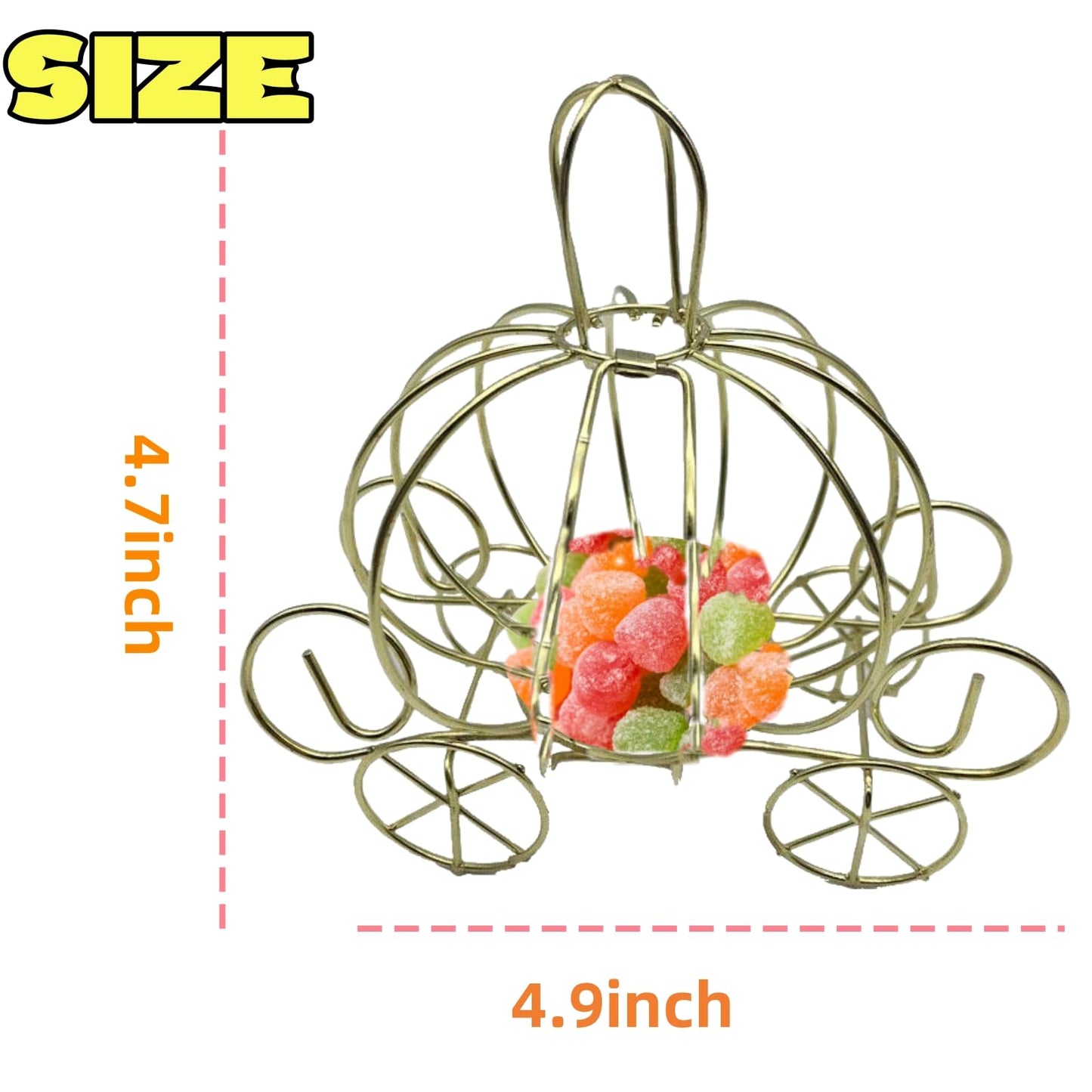 Haokixin 5Pcs Cinderella Carriage Centerpiece, Princess Carriage Candy Box, Halloween Pumpkin Candy Holder, Plated Pumpkin Carriage Decor for Tables Birthday Wedding Party Decorations