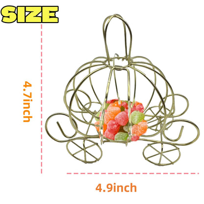 Haokixin 5Pcs Cinderella Carriage Centerpiece, Princess Carriage Candy Box, Halloween Pumpkin Candy Holder, Plated Pumpkin Carriage Decor for Tables Birthday Wedding Party Decorations