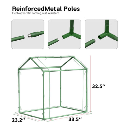 Awvlvwa Mini Greenhouse for Indoor Outdoor Plants, Tabletop Portable Green House with Roll-up Zipper Door ,Small Grow Plant House Tent with Transparent PVC Cover 33.5”(L) x23.2”(W) x32.5”(H)