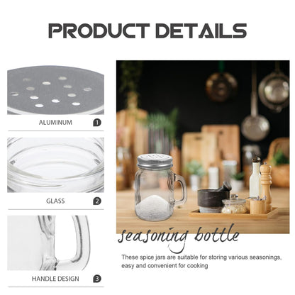 Zerodeko Mini Glass Seasoning Bottles Set of 2 Mason Jar Style Salt and Pepper Shakers with Lids for Kitchen Spice Storage and Condiment Containers