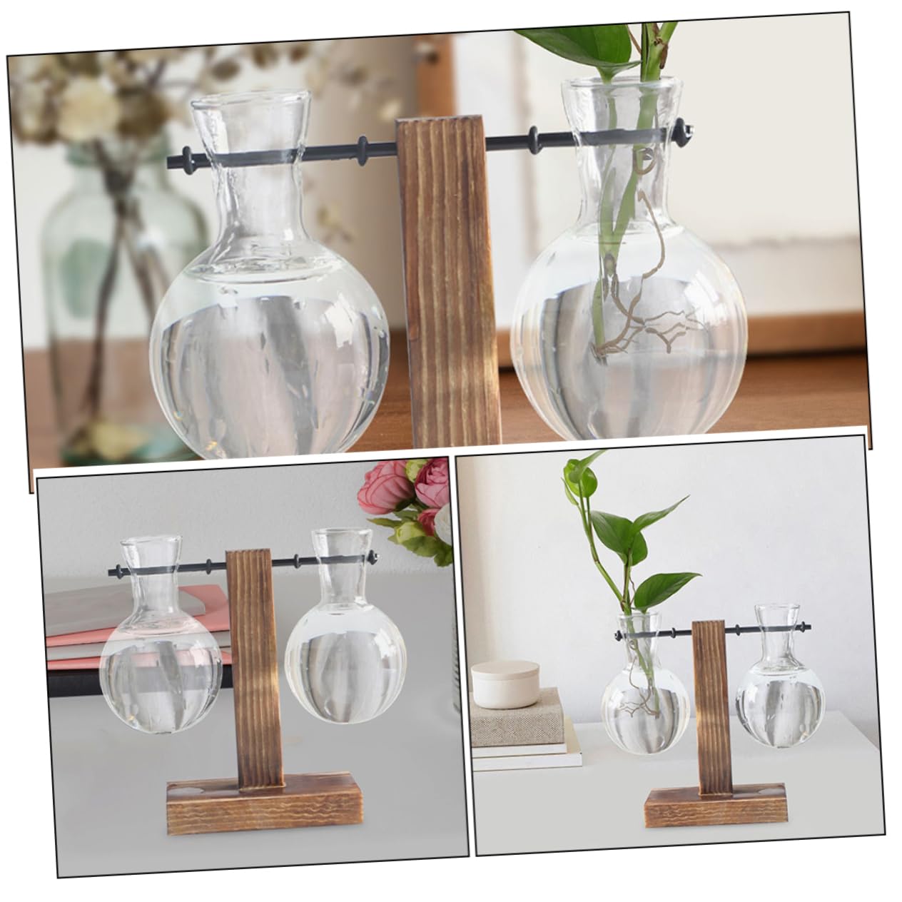 BESTOYARD 3pcs Hydroponic Propagation Vase Clear Glass Terrariums Stand for Plant Displays for Home Decor and Floral Arrangements