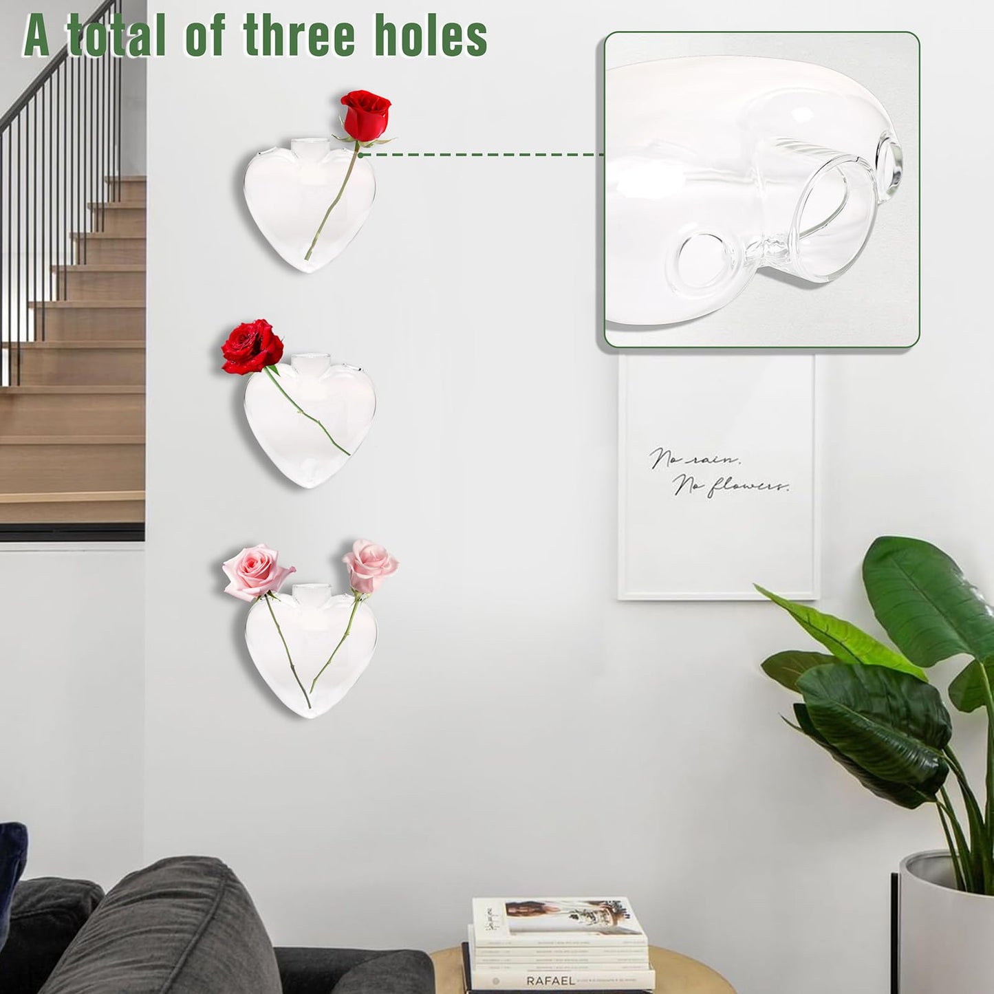 CYZglass Wall Hanging Planter Propagation Station for Indoor Plants Glass Vase Air Plant Holder Gift for Women Girlfriend Plant Lover
