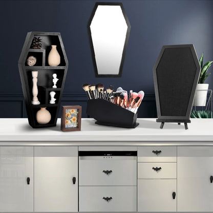 Gothvanity Coffin Pin Display Board - Wooden Felt Bulletin Board for Table Top or Wall - Gothic Decor for Home, Office and School - 17 x 11 Inches - Black