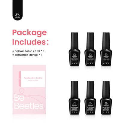 Beetles Cat Eye Gel Nail Polish Set, 6 Colors Glitter Red Pink Shiny Brown Burgundy Purple Blue Green Magnetic Effect Sparkle Stunning Nail Gel Polish Kit Soak Off UV Manicure Gifts for Women