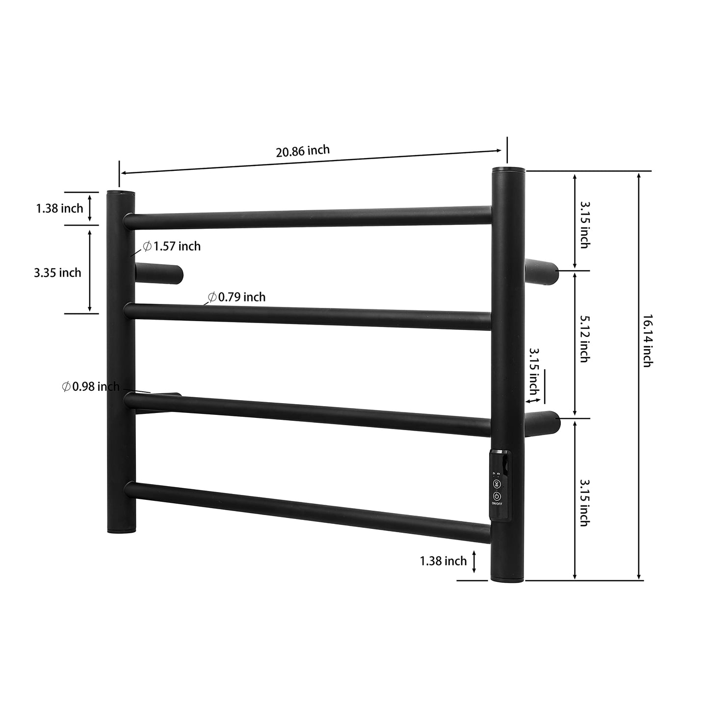 KEG Towel Warmer 8 Bars for Bathroom Freestanding or Wall Mounted Bath Towel Heater Plug-in with Built-in Timer Silver