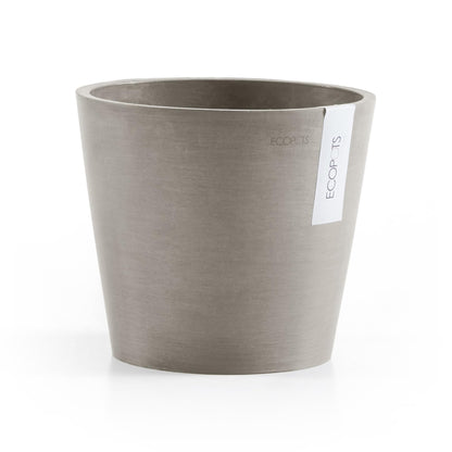 Ecopots Amsterdam Durable Modern Round Indoor/Outdoor Recycled-Based Composite Flower Pot Planter, Taupe, 8"