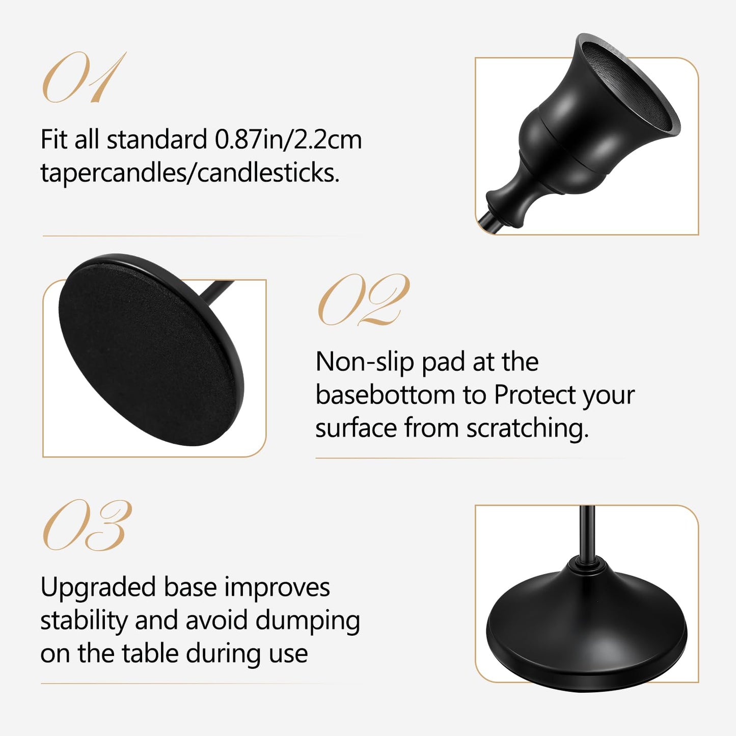 Candlestick Holders 6 PCS Metal Taper Candle Holders, KSWING Black Candle Stick Holders Set, Perfect for Table Centerpiece Mantel Party Wedding Christmas Home Decor, Set of 6