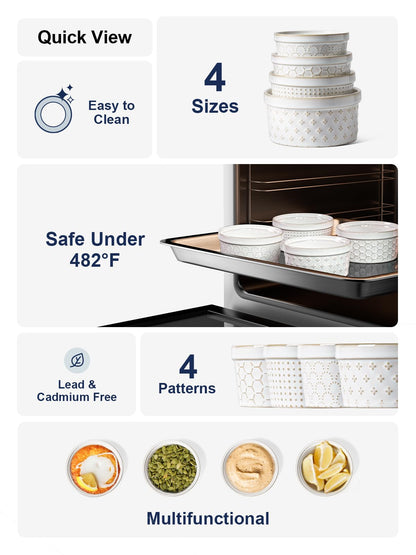 LE TAUCI Ramekins 8 oz, Ramiken for Creme Brulee, Lava Cake, Pudding, Souffle, Pot Pie, Ceramic Baking Dishes, Oven Safe - 4.3 inch, Set of 4, Arctic White