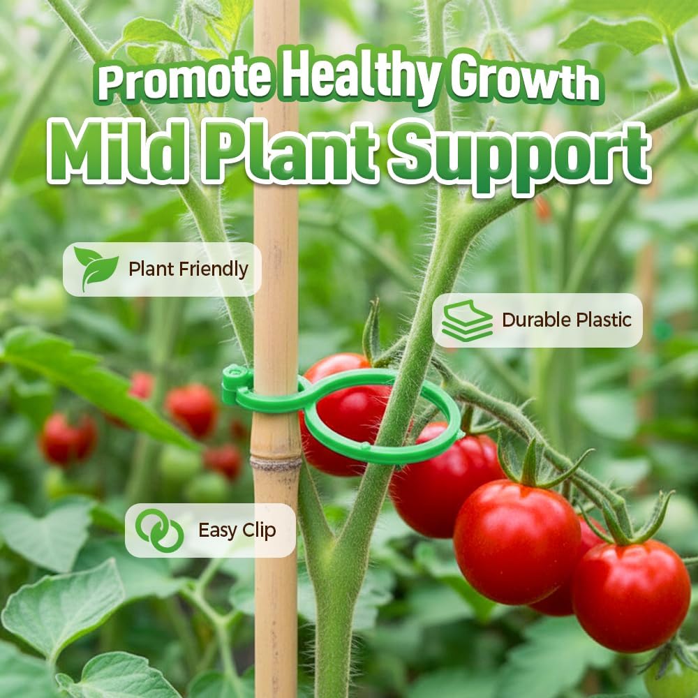 muxou Plant Stem Support,Plastic Plant Clips for Climbing Plants,Tomato Vine Clips,Plant Fixing Clips,Garden Clips (Green 150PCS)