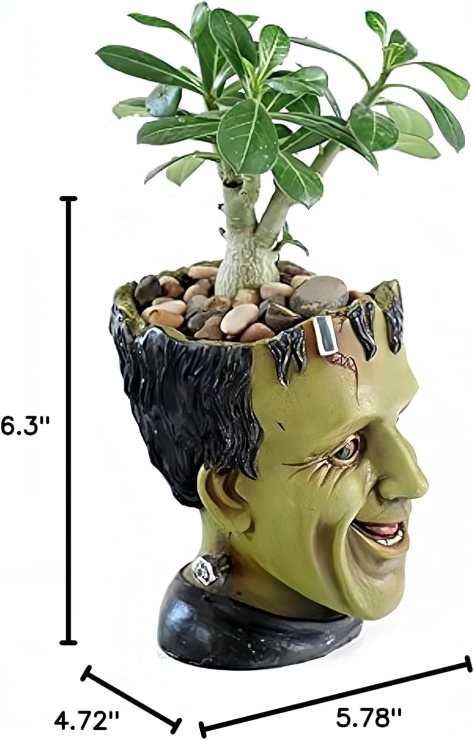 Youfui Funny Planters Head Planter for Indoor Plants, Succulent Pot with Drainage Hole Fairy Garden Resin Cactus Pencil Holder Desk Storage Gift for Women Men Plant Pot