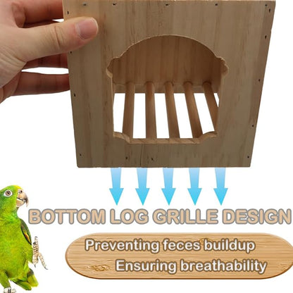 DQITJ Bird Cage House Nesting Box Wooden Breeding Nest for Small Bird Parrot Budgie Conure Lovebird Finch Parakeet Cockatiel