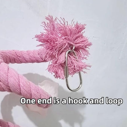 Bird Toys, Rope Perch for Parrots, 39.3 Inches Long, Brightly Colored Handmade Chew Toy, Spiral Design Bird Cage Climbing Rope for Lovebird Conure Quaker Budgie Cockatiel (Yellow)