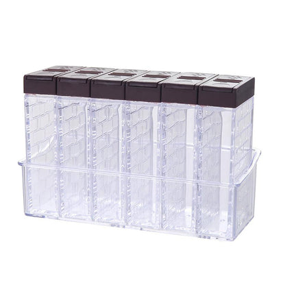 Dicanence 6 Case Spice Shaker Jars, Salt & Pepper Shaker Set, Transparent Condiment Jar Storage Box Set