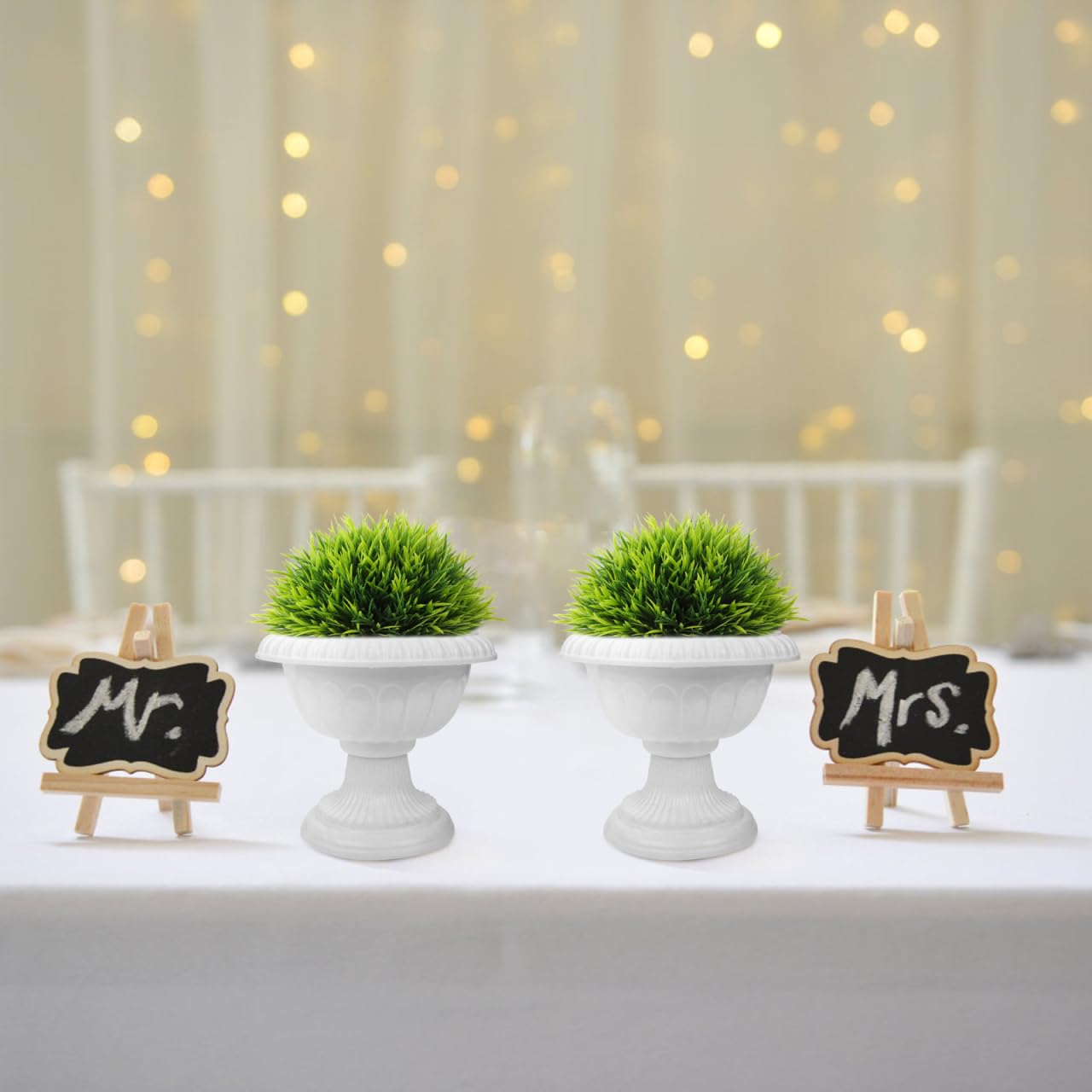 Amosfun 4pcs Mini Roman Flower Pots White Urn Planter Wedding Anniversary Party Porch Decoration Urn Planters Roman Home Decor 6.2 x 5.5 Inch