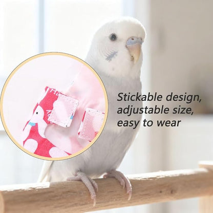 4pcs Bird Diaper Cute Printed Parrots Flight Suit with Bowknot Parrot Nappy Reusable Pigeon Pants Cockatiel Clothes for Parakeet Mini Macaw Budgie Canary - XS