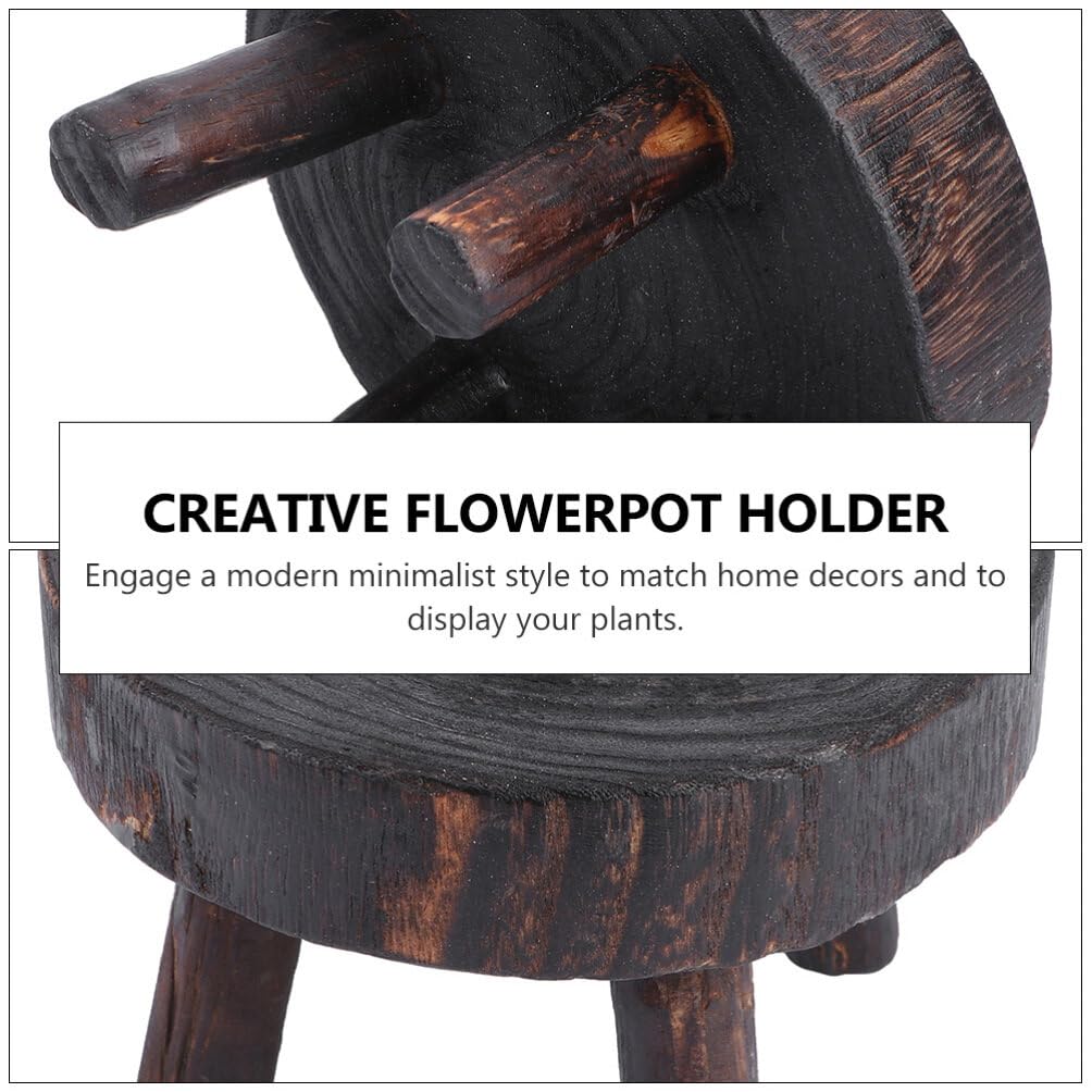 Cabilock Solid Wood Flowerpot Rack 6.69X6.69X3.54 Inch Indoor Plant Stand Decorative Rack for Balcony Garden Living Room with Rustic Natural Finish