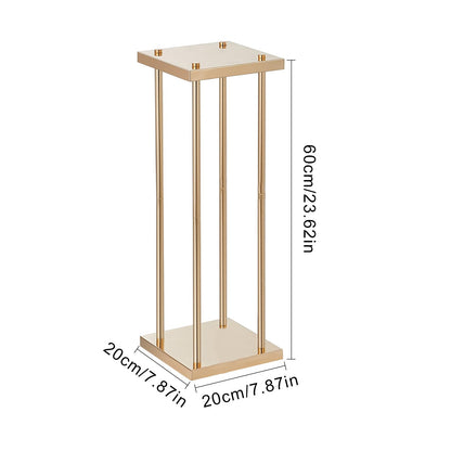 Happybuy 4PCS Gold Metal Column Wedding Flower Stand, 23.6-inch High with Metal Laminate, Cylindrical Vase Geometric Centerpiece Display Stands for Event, Reception & Party Decoration