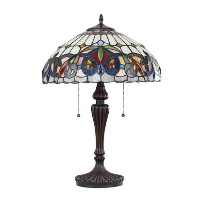 Chloe Lighting Tiffany-Style Table Lamp, Multicolor Glass, 16in  Wide, Model CH3T353BV16-TL2, Dark Bronze Finish