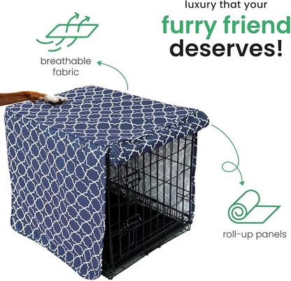 Molly Mutt Romeo & Juliet Dog Crate Cover, 100% Cotton Canvas Cover with 2 Roll-Up Panels, Ideal for Dog or Cat Crate, Durable, Washable, and Free of Harmful Chemicals, 30" x 21" x 24"