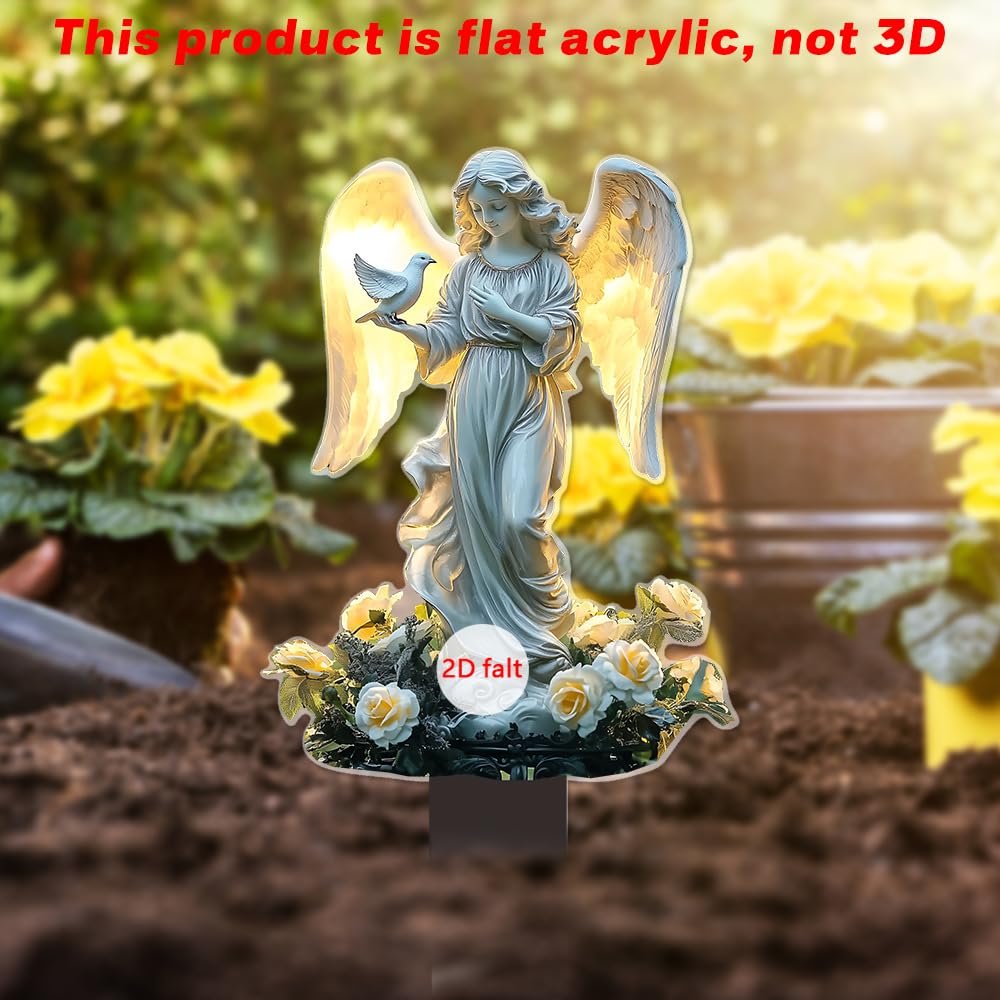 YUEYINGMG Garden Decor, Acrylic 2D Stake, Pot Plants Garden Yard Lawn Outdoor Fairy Statue Ornaments, Fairy Garden Accessories Decoration (Style D)
