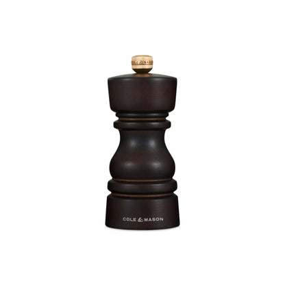 Cole & Mason London Refillable Spice Mill - Kitchen & Home Accessory - Table Salt Grinder - Salt Mill with Ceramic Mechanism - 5", Chocolate Wood