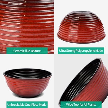 RICH ATLAS 2 Pack 10 Inch Plant Pots,Durable Decorative Flower Pots Planters with Drainage Hole for Indoor and Outdoor Plants,Flowers,Succulents, Red