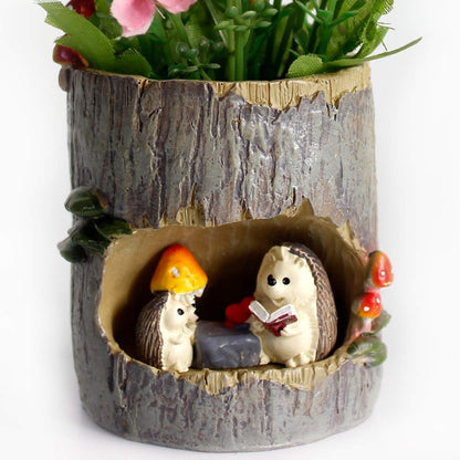 GoodPlay Flower Pot Succulent Planters Tree Hole Pots Resin Flower Plant Pot Office Home Garden Decoration (Hedgehog)