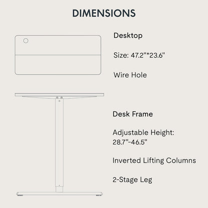 Adjustable Standing Desk, 47x24 Inches Home Office Desk with Memory Preset, Home Office Desk Computer Workstation Splice Black Top + Black Frame