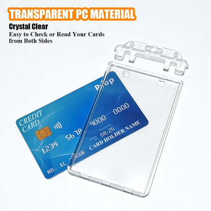 Bulk 50 Pack Permanent Locking Hard Plastic ID Badge Holder-Vertical Clear Heavy Duty Protector Secure Case Holder for Passes Access Office Student IDs Proximity RFID One or Two I'd Cards by BETOOM