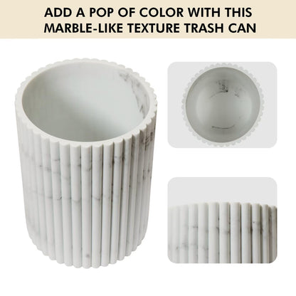DoveeDosa Marble White Luxury Stone Bathroom Trash Can, Modern Bathroom Office Trash Can, Resin Wastebasket, Garbage Receptacle Bin for Bathrooms, Offices, Powder Rooms, Kitchens (Marble White)