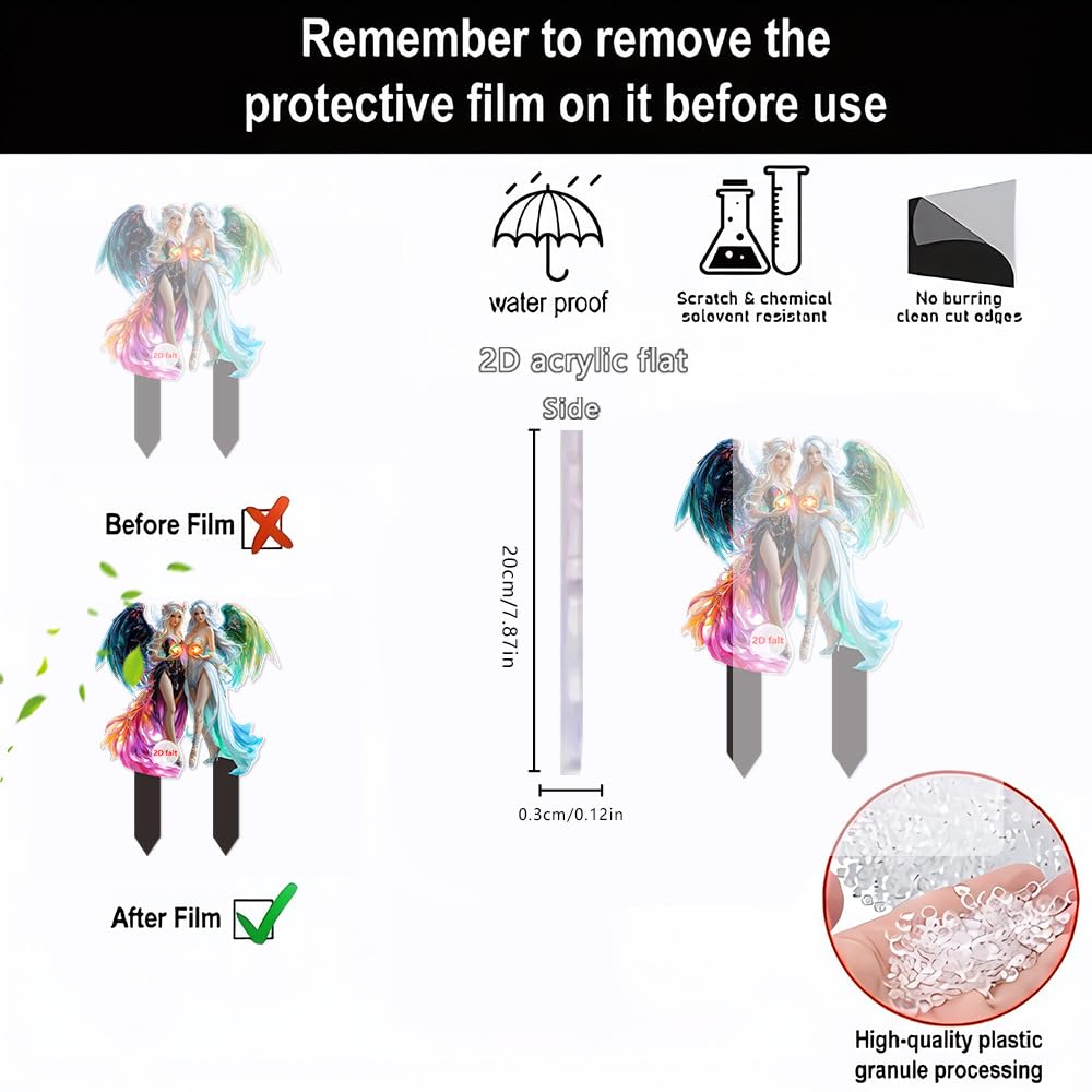 YUEYINGMG Garden Decor, Acrylic 2D Stake, Pot Plants Garden Yard Lawn Outdoor Fairy Statue Ornaments, Fairy Garden Accessories Decoration (Style C)