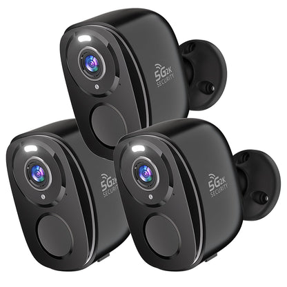 Rraycom 4Pack 5G/2.4G Security Cameras Wireless Outdoor,2K Battery Powered AI Motion Detection Siren Alarm WiFi Home Indoor Camera, Color Night Vision, 2-Way Talk, Waterproof, Works w/Alexa, Cloud/SD