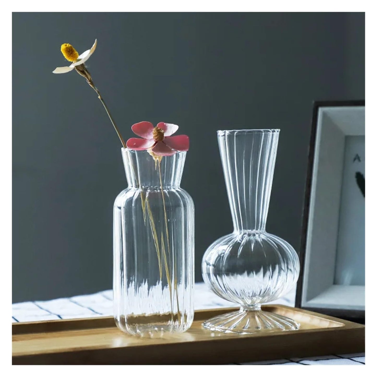 Transparent Hydroponic Vases Container Bottle Plant Arrangement Glass Table Creative Terrarium Flower Pot(4.8X15X7.2CM)