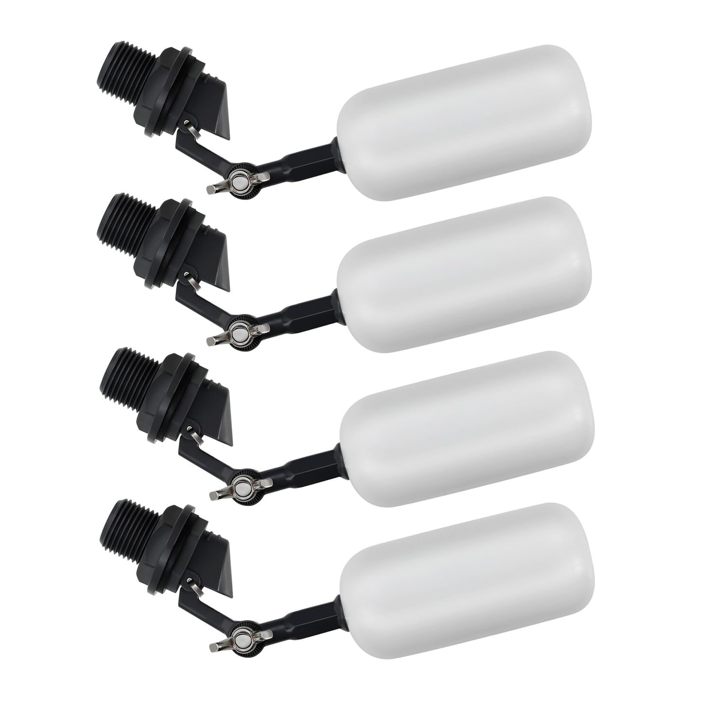 4 Pack Float Ball Valve, 3/4 inch(1/2 Inch NPT Thread), OD. 0.84 inch (21.34mm), Adjustable Arm for Livestock Water Trough, Aquariums, Hydroponics - Automatic Fill and Control Water Level