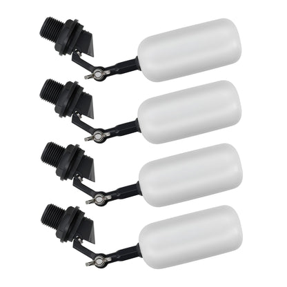 4 Pack Float Ball Valve, 3/4 inch(1/2 Inch NPT Thread), OD. 0.84 inch (21.34mm), Adjustable Arm for Livestock Water Trough, Aquariums, Hydroponics - Automatic Fill and Control Water Level