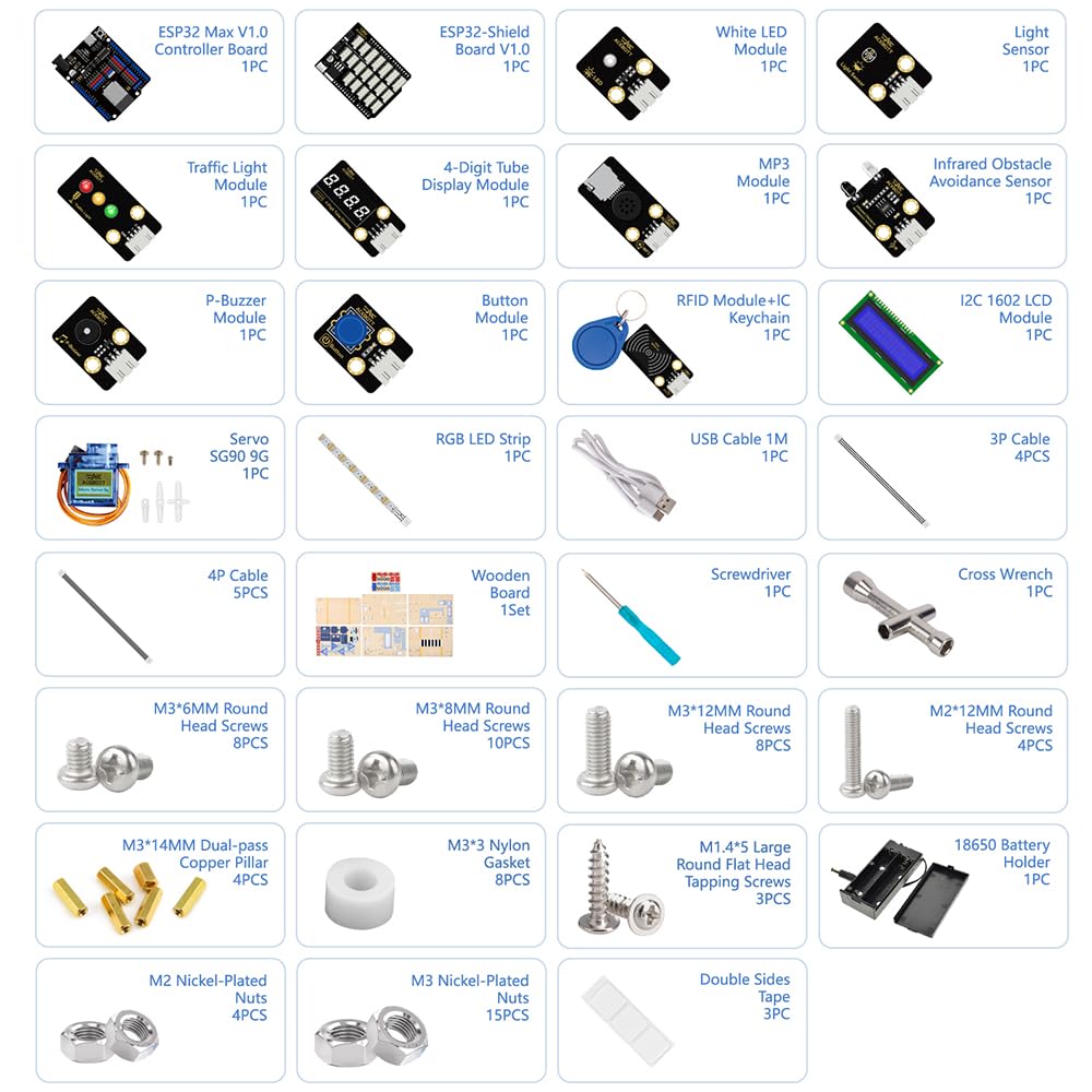 4-in-1 ESP32 STEM Smart Traffic Kit Compatible with Arduino, STEM Robotics Science Kit, Engineering Project STEA Activity Gift Suitable for School Education Kit, Family Education for Kids 12+