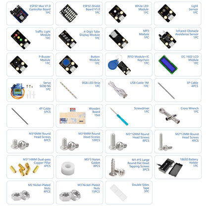 4-in-1 ESP32 STEM Smart Traffic Kit Compatible with Arduino, STEM Robotics Science Kit, Engineering Project STEA Activity Gift Suitable for School Education Kit, Family Education for Kids 12+