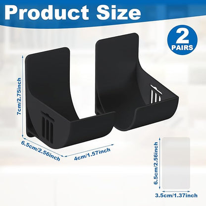 4pcs 2.5 Inch Small Trash Bag Holder, Plastic Trash Bag Dispenser Roll Holder Wall Mount Shopping Grocery Roll Organizer for Cabinet Kitchen Organization and Storage Rack (Black)