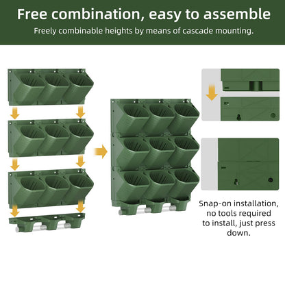 ZIAERKOR 36 Pockets Self Watering Wall Mounted Vertical Planter, Wall Planter Indoor Vertical Living Green Plant Wall Easy Installation (Green with Timing System)