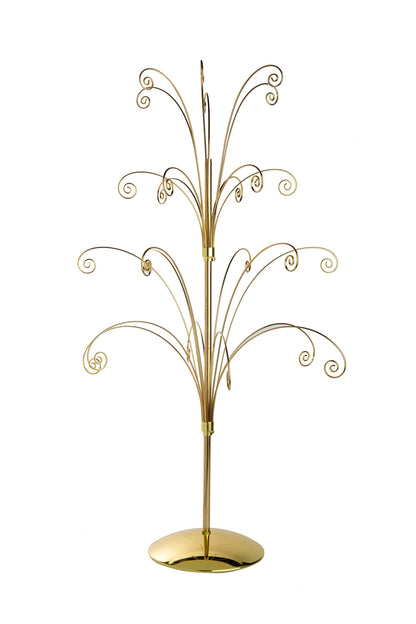Creative Hobbies ORNTREE 36 Inch Tall Ornament Display Tree, Bright Brass Plated, Holds 24 Ornaments
