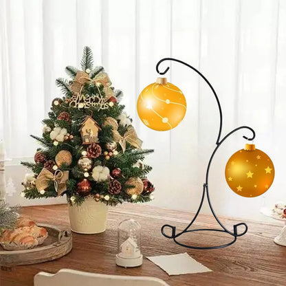 Ornament Display Stand Iron Pothook Stand for Hanging Glass Terrarium/Picture (Double-Hook, Black)