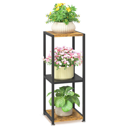 LASZOLA Black 3 Tiered Wood Plant Stand Indoor for Larger Heavy Duty Planter, Sturdy Multi Level Vertical Flowers Racks for Narrow Inside Floor , Decorate Shelving for Hold House Tree, Space Saving