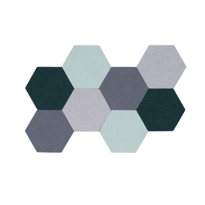 Afumazi 8Pcs Hexagon Felt Cork Board Tiles Self Adhesive Bulletin Board, Pin Board for Wall Decor Memos Photos Display (Set G)